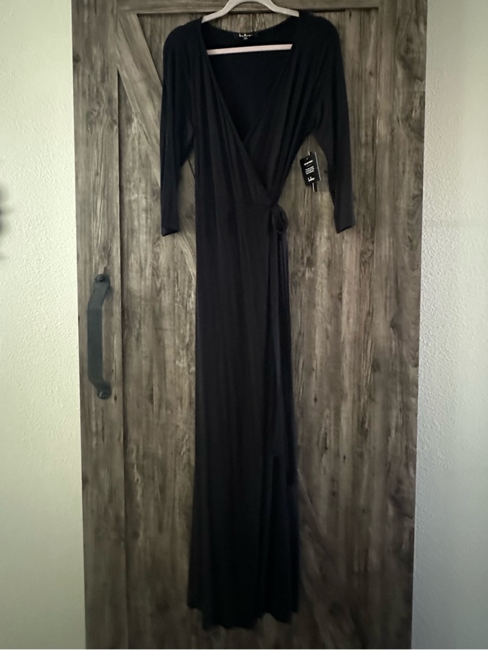 Lulu's Black Long Sleeve Wrap Maxi Dress